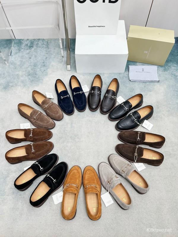 2024 Men Brunello Cucinelli Black Leather Loafers MJ00480