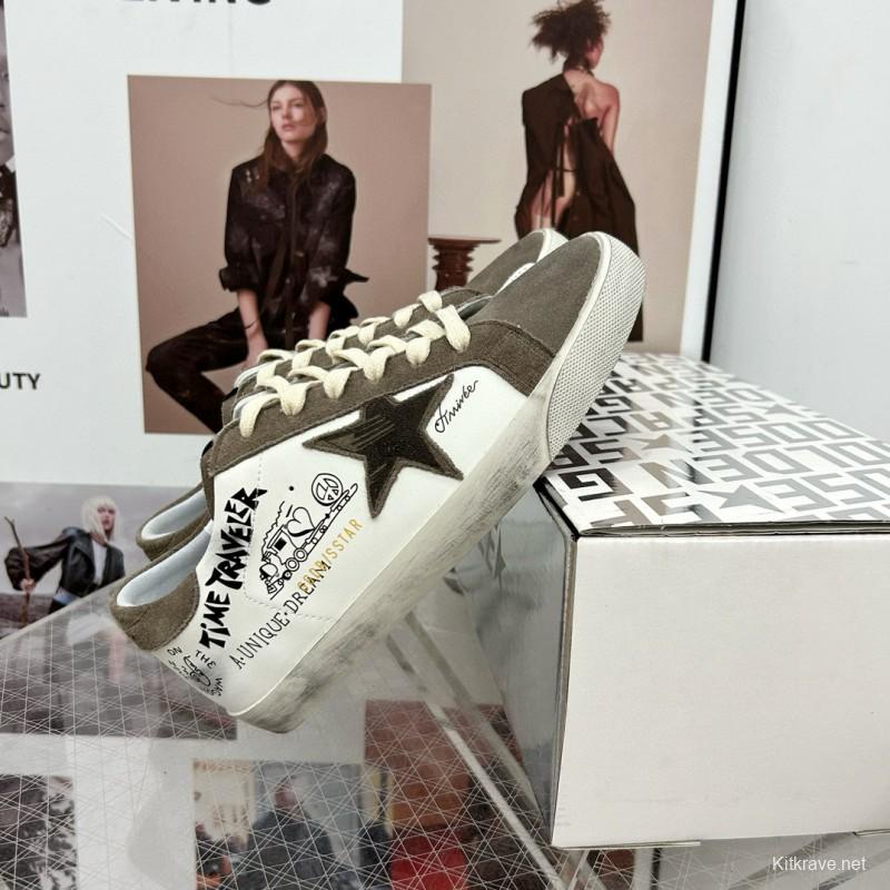 2025 Unisex GGDB White Grey Suede Calf Leather Sneakers