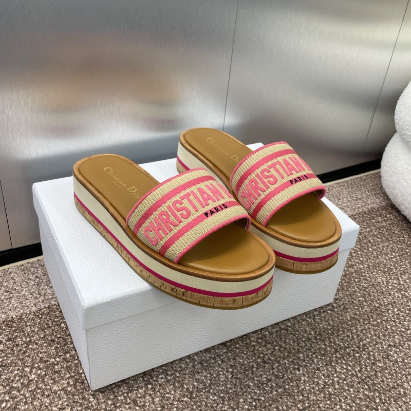 2025 Slippers Dior Pink Canvas Slide