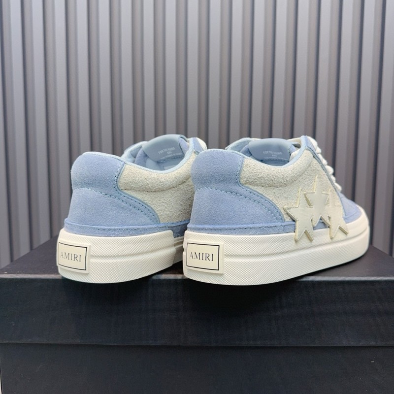 2024 Unisex Amiri Blue White Canvas Suede Sneakers MJ00300
