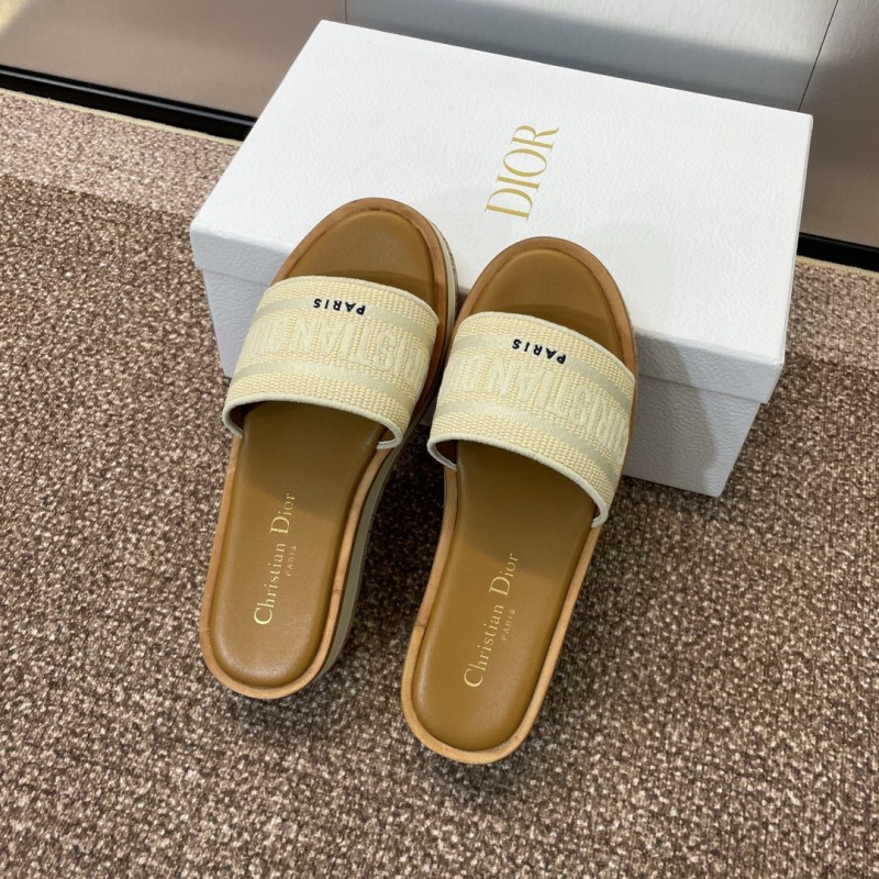 2025 Slippers Dior Beige Canvas Slippers