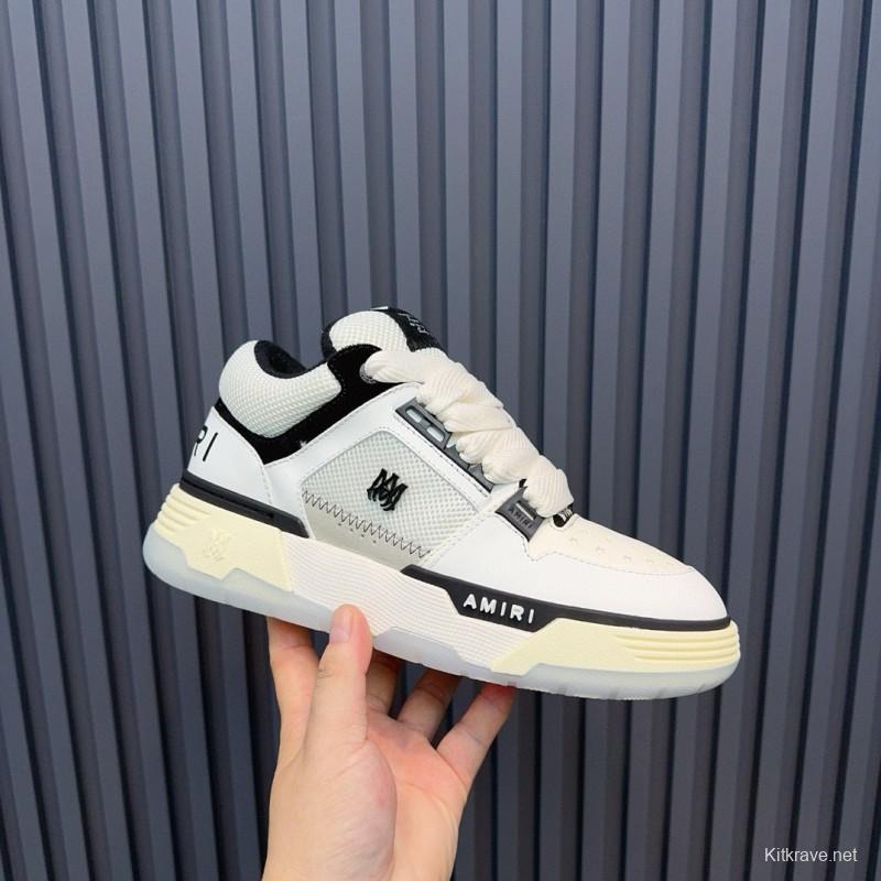 2024 Unisex Amiri White Black Leather Sneakers MJ00360