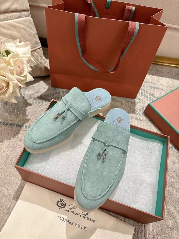 2025 Women LP Mint Green Suede Loafers LY00430F