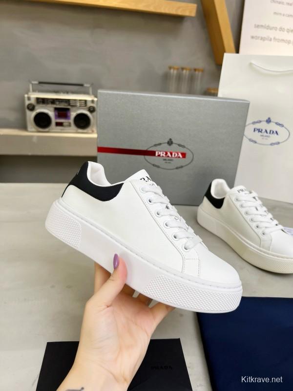 2024 Unisex Prada White Black Leather Sneakers MJ00310
