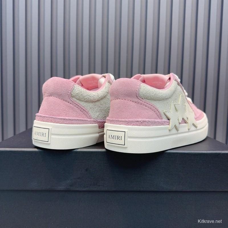 2024 Women Amiri Pink White Canvas Sneakers MJ00300