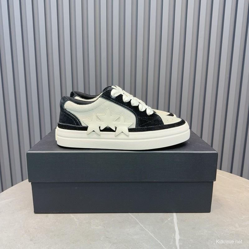 2024 Unisex Amiri Black White Leather Sneakers MJ00300