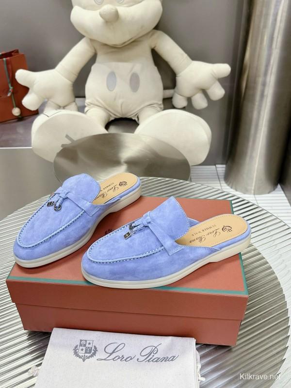 2024 Slippers LP Blue Suede Loafers
