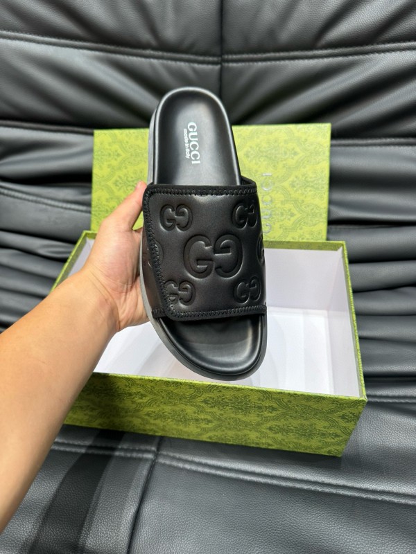 2024 GUCCI Black Leather Slippers MJ00200