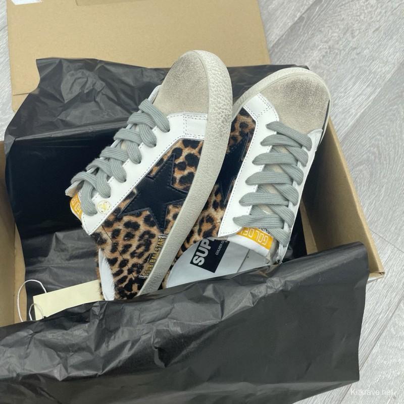 2025 GGDB White Black Leopard Print Suede Leather Slip-On Sneakers