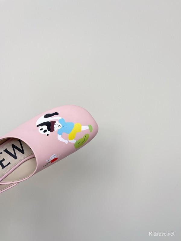 2025 Women Loewe Pink Leather Slippers LY00270