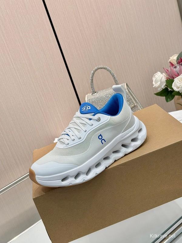 2025 Women Loewe White Blue Mesh Leather Sneakers