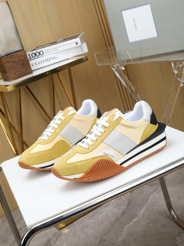 2025 Unisex TOM FORD Yellow White Grey Suede Leather Sneakers LY00360(F)/LY00370(M)