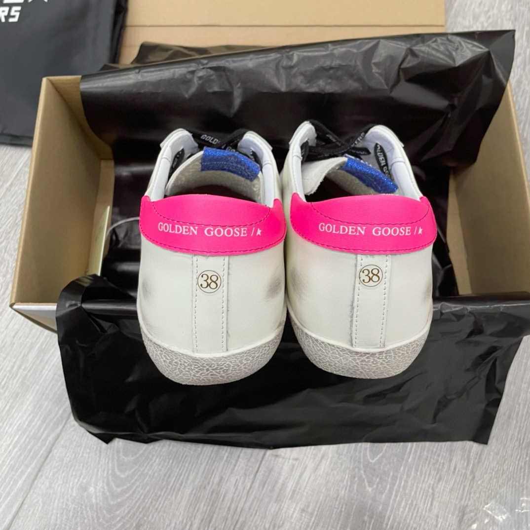 2025 Women GGDB White Pink Leopard Print Leather Sneakers