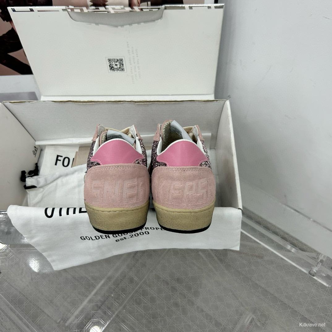 2024 Women GGDB Pink White Glitter Suede Sneakers MJ00260
