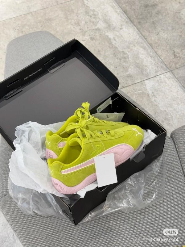 2025 Women Puma Yellow Pink Suede Sneakers KFY00260