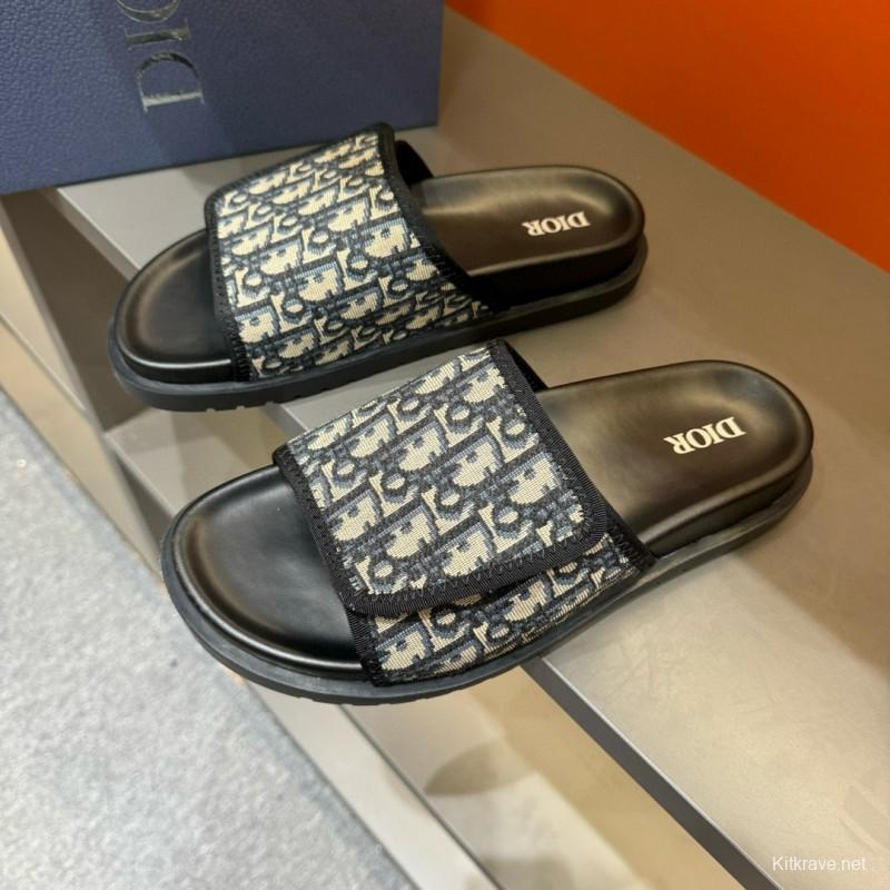 2024 Slippers Dior Black Canvas Slippers MJ00180