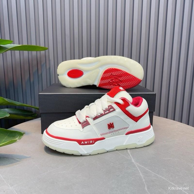 2024 Unisex Amiri White Red Leather Sneakers MJ00360