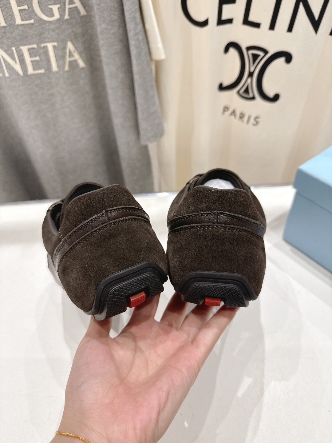 2025 Women Prada Brown Suede Lace-Up Sneakers
