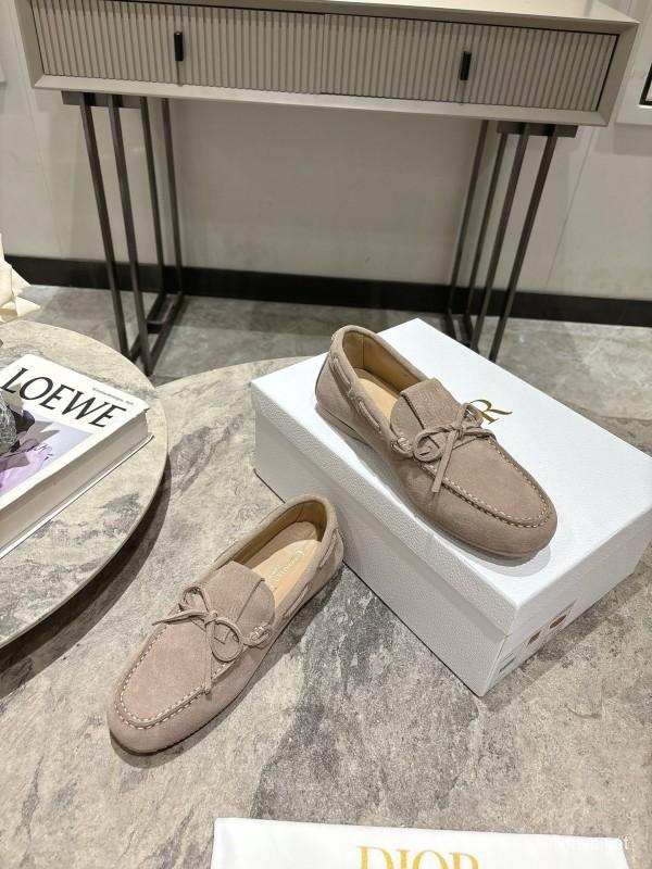 2025 Women Dior Beige Suede Loafers