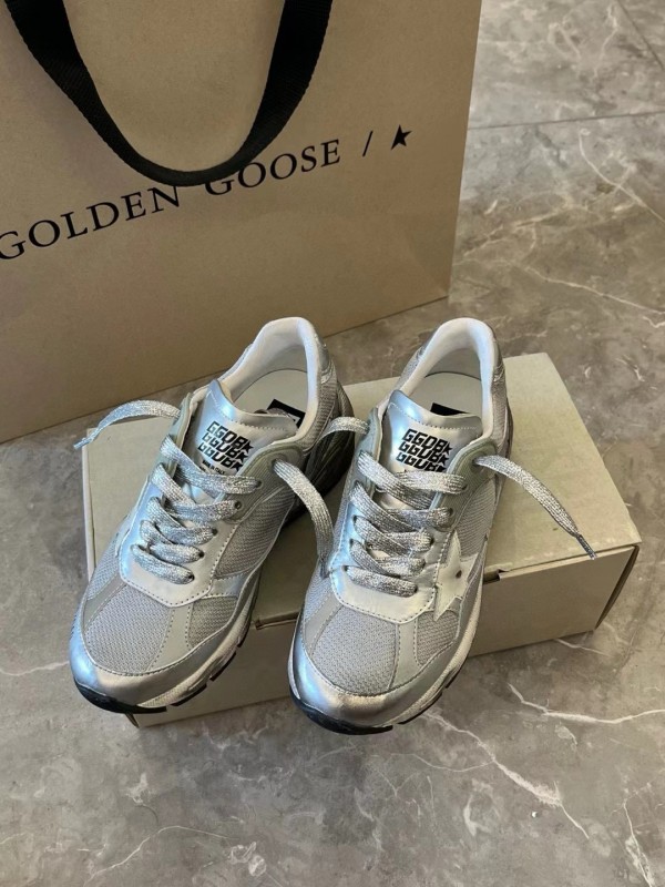 2024 Unisex GGDB Silver Mesh Leather Sneakers