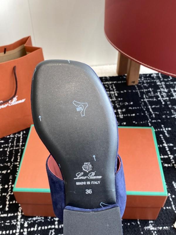 2025 Women Le Parmentier Blue Suede Slippers KFY00280