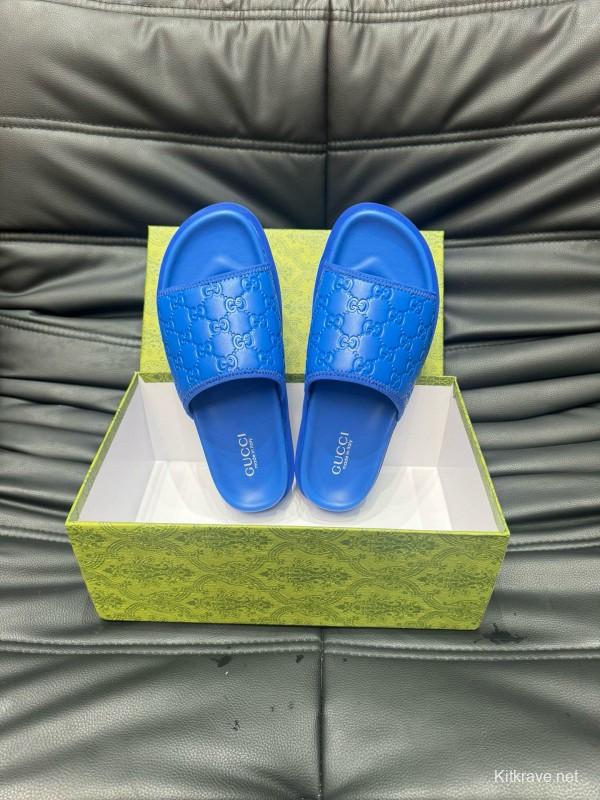 2024 Slippers Gucci Blue Leather Slippers MJ00200