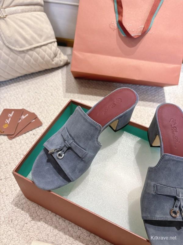 2025 Women LP Blue Suede Sandals