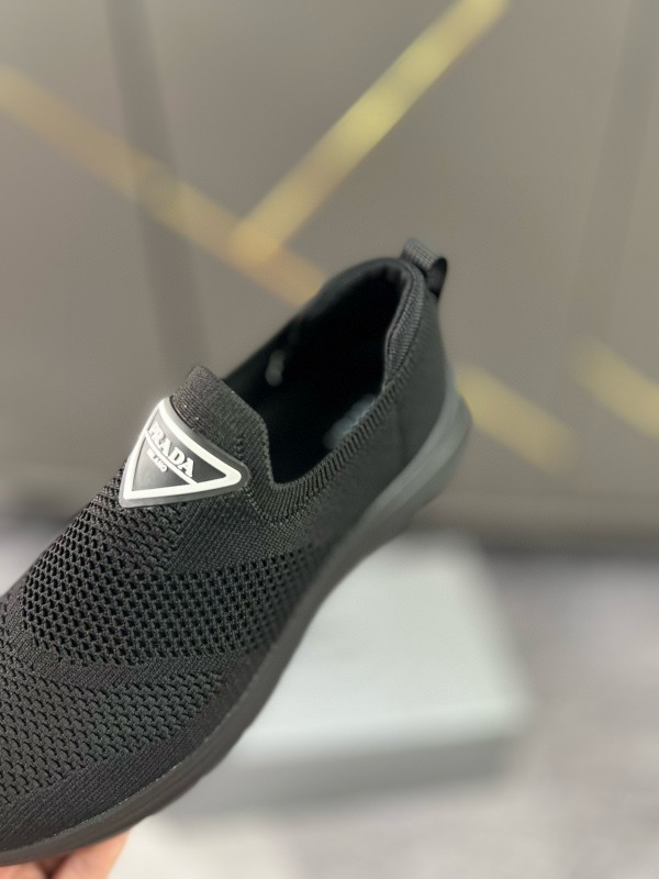 2024 Men Prada Black Knit Sneaker MJ00230