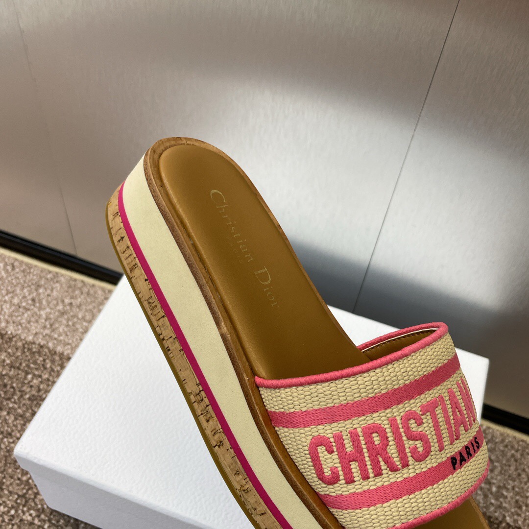 2025 Slippers Dior Pink Canvas Slide