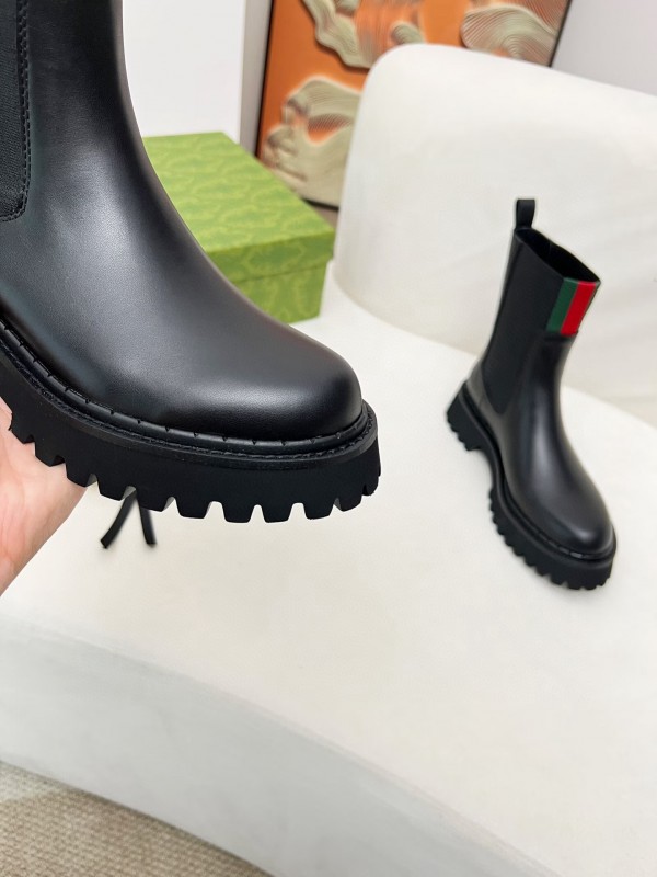 2024 Women Gucci Black Leather Boots MJ00340