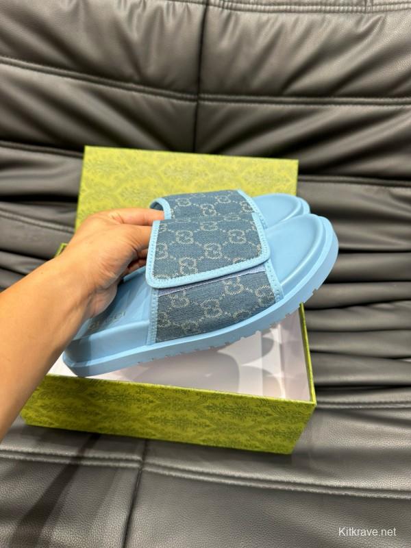 2024 Gucci blue fabric slippers MJ00200