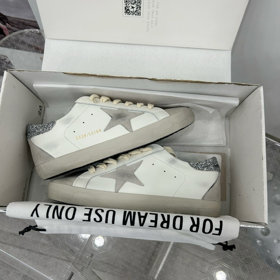 2024 Women GGDB White Grey Leather Suede Sneakers