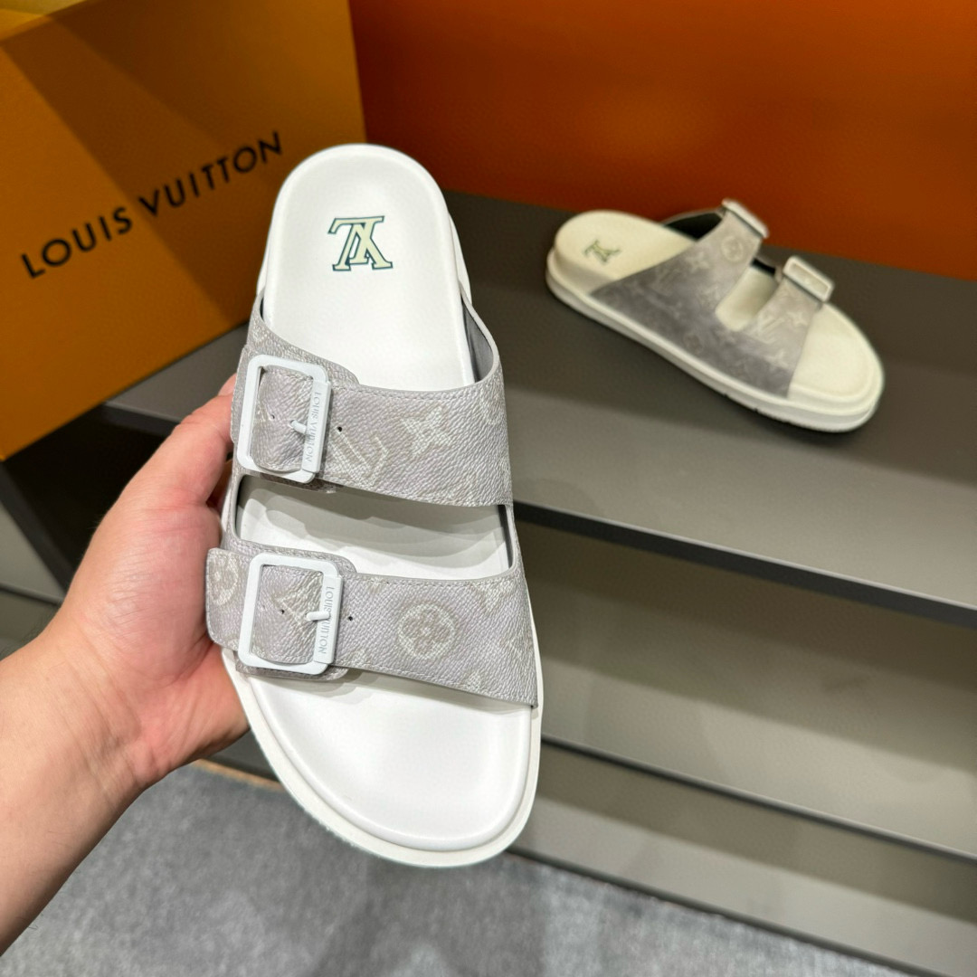 2024 Slippers Louis Vuitton White Canvas Slippers