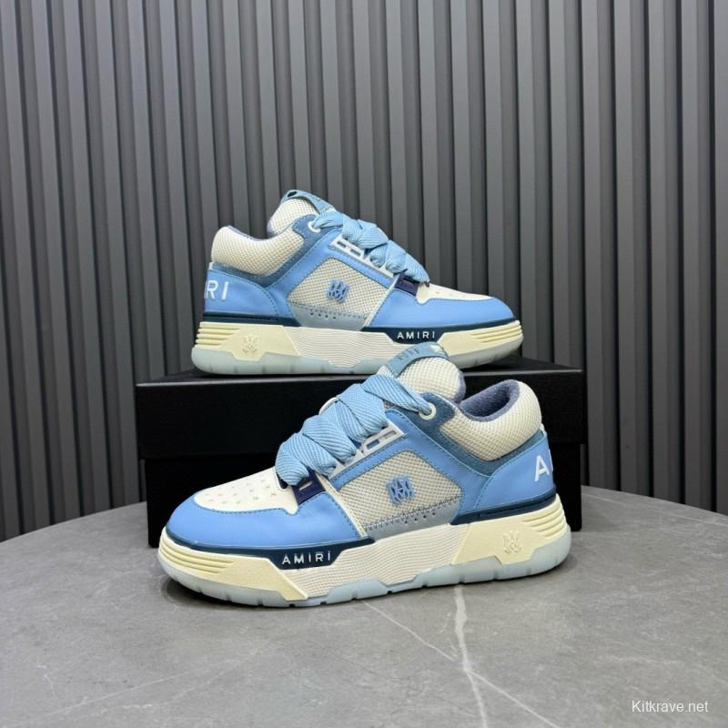 2024 Unisex Amiri Light Blue White Leather Sneakers MJ00360