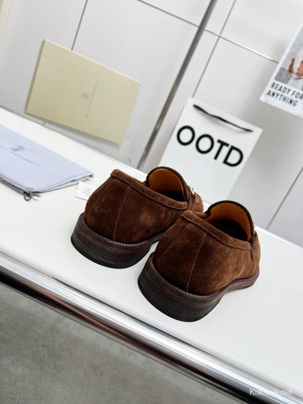 2024 Men Brunello Cucinelli Brown Suede Leather Loafers MJ00480