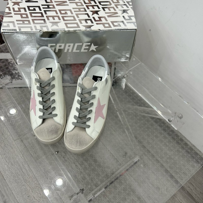 2025 Women GGDB White Pink Leather Sneakers