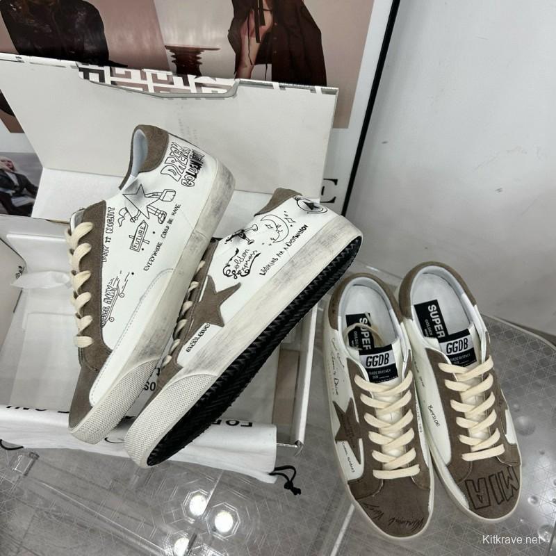 2025 Unisex GGDB White Grey Suede Calf Leather Sneakers