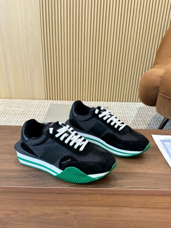 2025 Unisex TOM FORD Black White Green Leather Suede Sneakers LY00360(F)/LY00370(M)