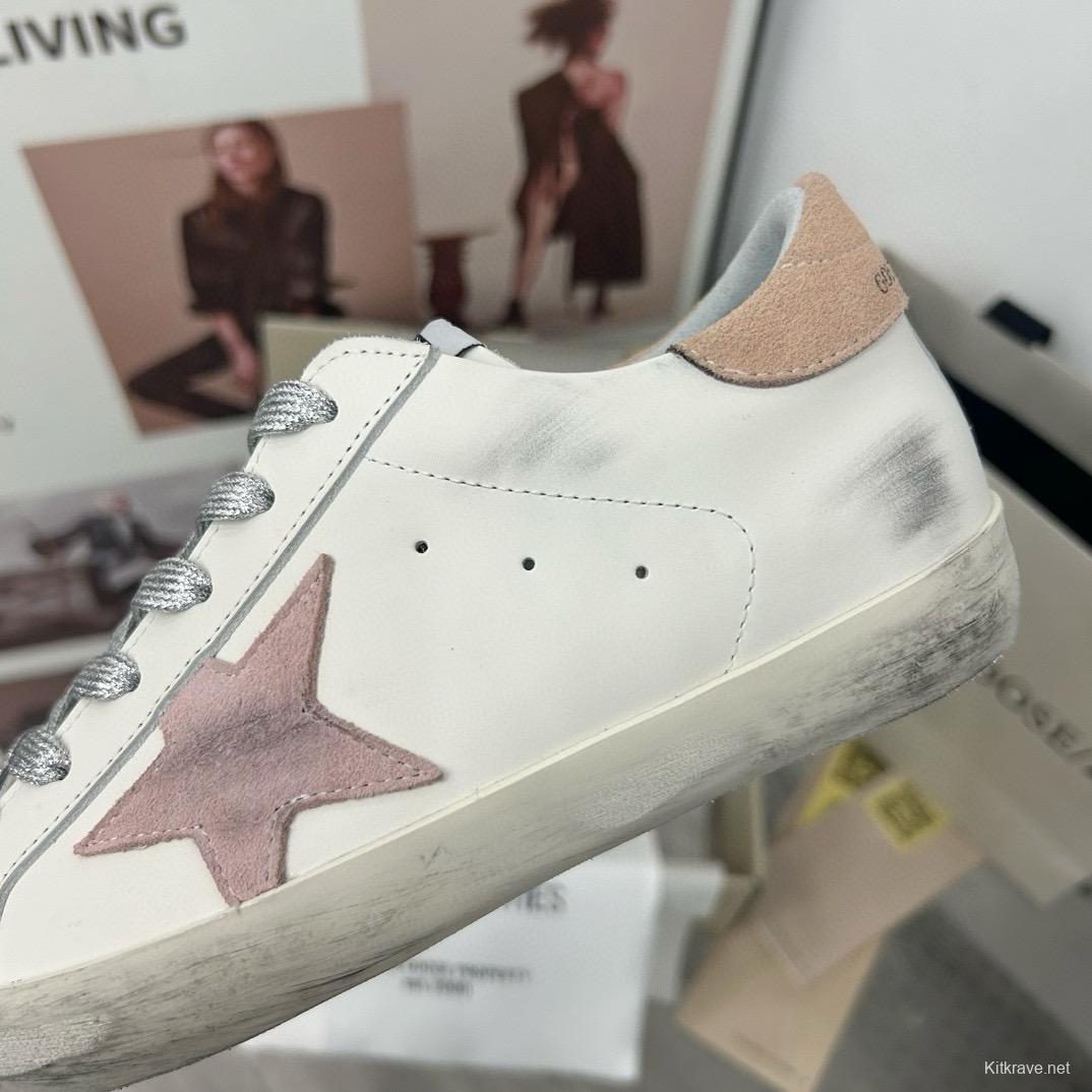 2025 Unisex GGDB White Pink Leather Sneakers
