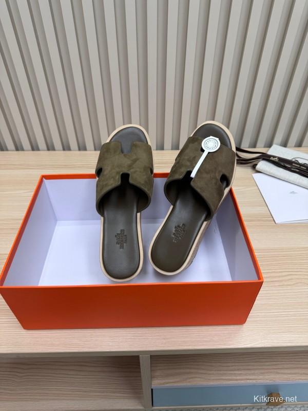 2025 Slippers Hermès Brown Suede Slippers