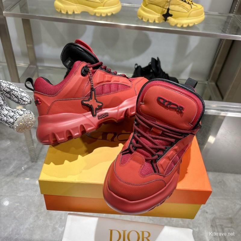 2024 Unisex Dior Red Fabric Leather Sneakers MJ00380