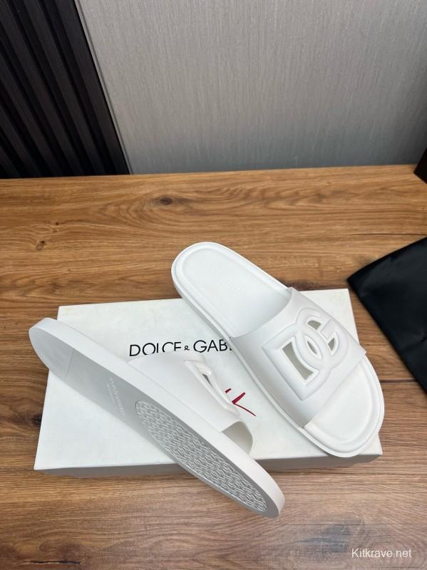 2025 Dolce & Gabbana White Rubber Slippers