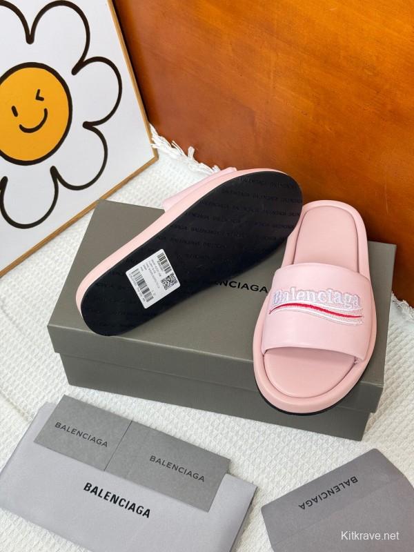 2025 Balenciaga Pink Rubber Slippers