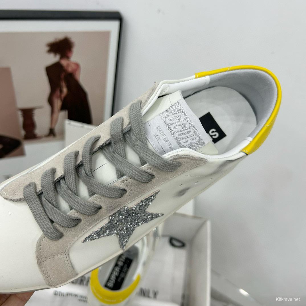 2025 Women GGDB White Grey Silver Glitter Yellow Leather Suede Sneakers