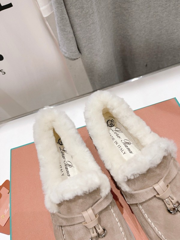 2024 Unisex LP Beige Suede Shearling Loafers MJ00300