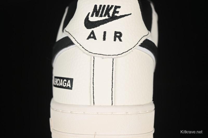 Nike Balenciaga Air Force 1'07 Low Collaboration Triple Swoosh Beige Black Casual Shoes - FR0538-090
