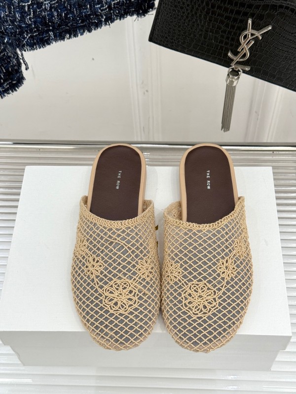 2025 Women The Row Beige Mesh Slippers KFY00260