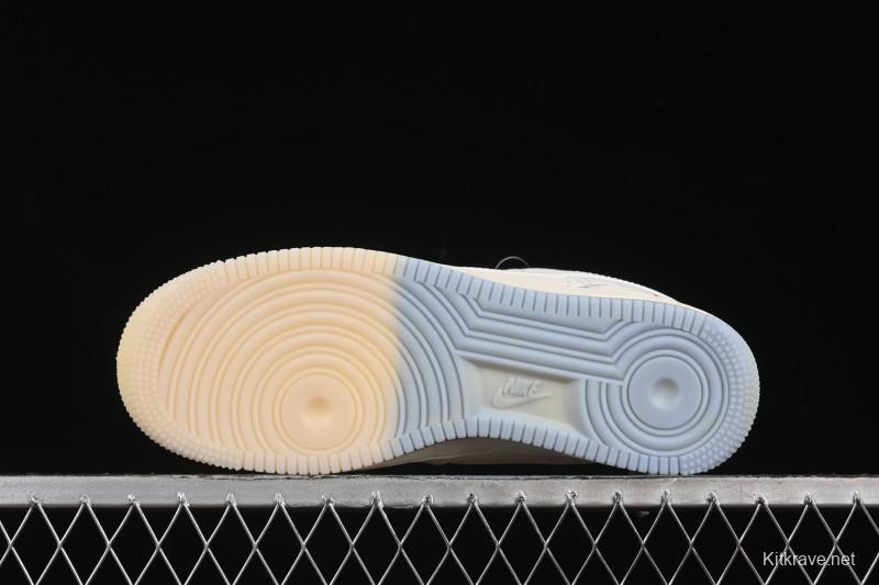 Nike Air Force 1 '07 Low Supreme Collaboration Two-Tone Beige Blue Casual Skate Shoes - XX3168-179