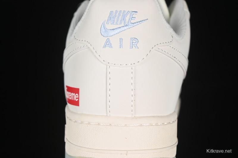Nike Air Force 1 '07 Low Supreme Collaboration Two-Tone Beige Blue Casual Skate Shoes - XX3168-179