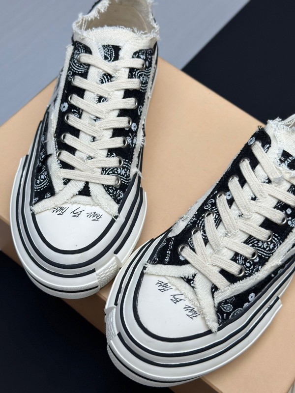 2025 Unisex XVESSEL Black White Canvas Plimsolls Distressed AS00240
